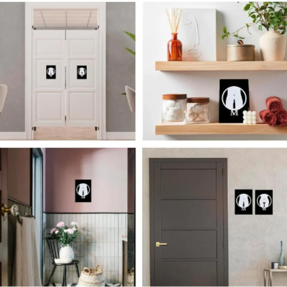 Funny Bathroom Signs - Men/Women Restroom Door Signs for Home/ Business